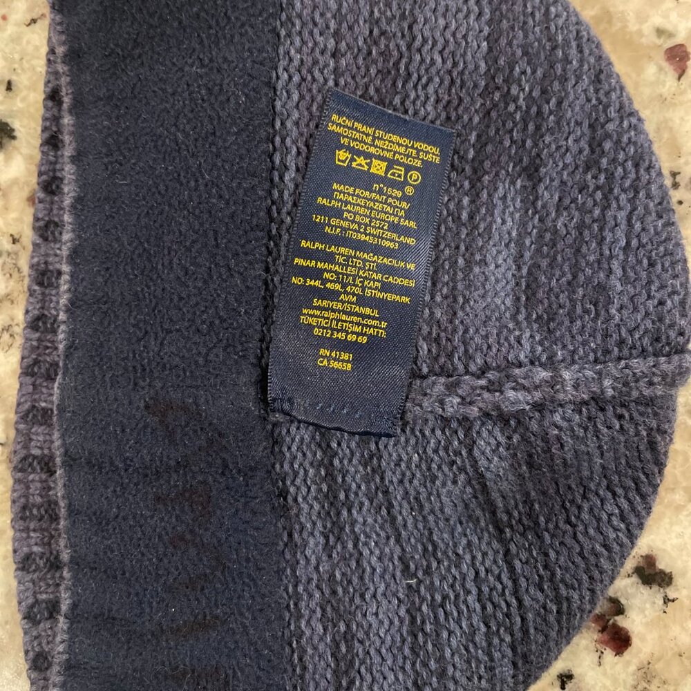 Boys Authentic Ralph Lauren Flag Combined Cotton Beanie - Picture 3 of 5